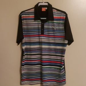 *Puma* ~Golf polo ~ Dry cell ~ black/striped~Sz M